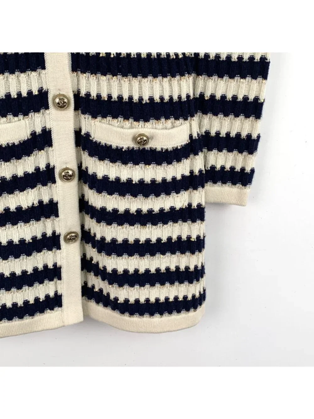 Chanel Color-Block Striped Cashmere Knit Dress